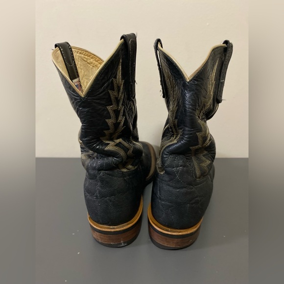 Vintage Men’s Anderson Bean elephant skin Cowboy Boots Size 11D Black Exotic - Picture 5 of 16